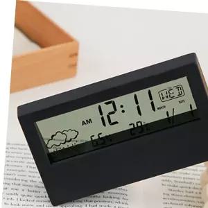 탁상시계 투명창 전자 예쁜시계 온습도계 무소음 디지털 LED 블랙