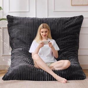 MUAMELOP 빈백 거실 자이언트 메모리 쿠션 바닥 IN 의자 컨버터블 커버 탈착식