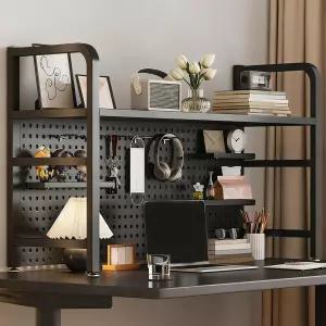 LHXLSH 2단 다용도 조리대 책상 정리함 선반 보관 랙 소형 책장 기숙사 홈 오피스 서재용 블랙