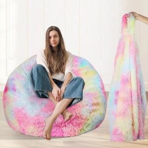 TR EVA 미끄럼 인조 플러시 모피 빈백 거실용 청소년을 정리용 방지 위한 의자