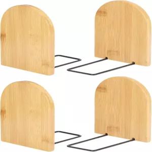 CHGCRAFT 2쌍 대나무 북엔드 미끄럼 방지 책 스탠드 홈 데코 데스크톱 책장 끝 잡지 보관 디스플레이 샌디