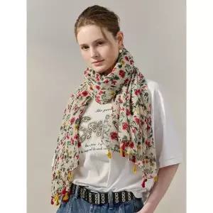 [엠그라프]가든 플로럴 플리츠 태슬 스카프_P421498544