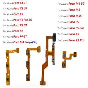 샤오미 포코 F3 GT X3 X4 F4 M4 Pro 4G 5G M5 M5S F5 X5용 새 볼륨 전원 스위치 온오프 버튼 플렉스 케이블