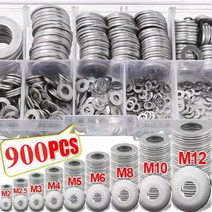 900개 스테인리스 스틸 플레인 와셔 모음 프로젝트용 키트 나사 M12 DIY M2 기계