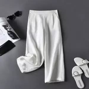 여성 여름 와이드형 슬림핏 린넨팬츠 긴바지 밴딩팬츠 (HSJ-WDD9E1F)