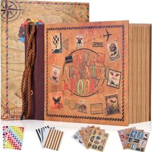 어드벤처 북 다이어리 사진 스크랩북 커버가 있는 웨딩 기획서 업 사가에서 영감을 받아 추억 결혼식 여행