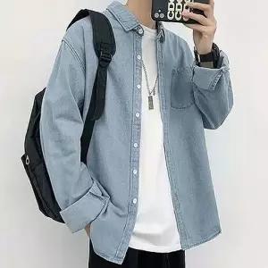남성 데님 긴팔 셔츠 캐주얼 패션 남방