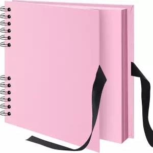 8x8인치 스크랩북 사진 앨범 DIY 그림책 40페 두꺼운 크래프트 종이 실크 리본 결혼식 하객 책 가족 여행을