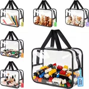 6팩 대형 장난감 보관 가방과 열쇠고리 태그 여행용 방수 함께 화장품 빌딩 블록 문구류용 지퍼가 달린