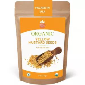 매운 노란 겨자씨 8(227G) 통씨 절임 향신료 블렌드 소스 및 요리 USDA 비GMO 코셔 무첨가 인도 제품