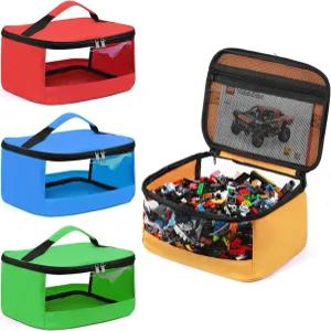 4개의 PCS 장난감 보관 가방 투명 PVC 정리 클래식 빌딩 벽돌 퍼즐 자동차 대형 사이즈 다양한 색상을 위한