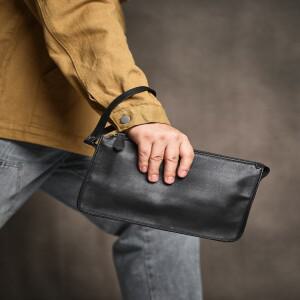 Genu Leather Casual Men Clutch Bag Wallet Phone Mini Coin Purses Credit Card Holder Black Busss Smal