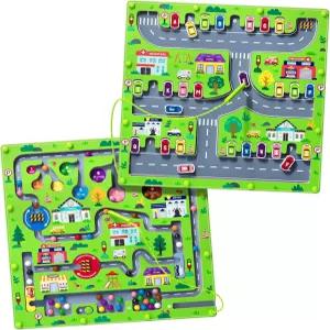 리파미 2 in 1 마그네틱 컬러 및 숫자 미로 알파벳 카운팅 양면 보드 우드 퍼즐 파인 모터 스킬 몬테소리