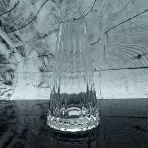 투명 스트라이프 디자인 소형 유리 피라미드 화병 4x15cm 인테리어용 미니