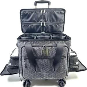 발트프리스트 롤링 메이크업 가방 4개와 탈착식 트롤리 화장품 5개 360 회전 휠 브러시 보관 섹션이 있는