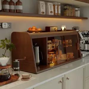 호두색 원목 컵정리대 컵수납 진열대 선반 수납장 테이블