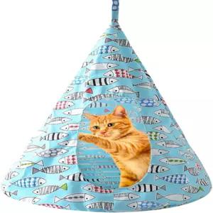 통기성 고양이 해먹 침대 편안하게 매달 수 있는 반려동물 그네 작은 개 토끼 호수파란색 큰
