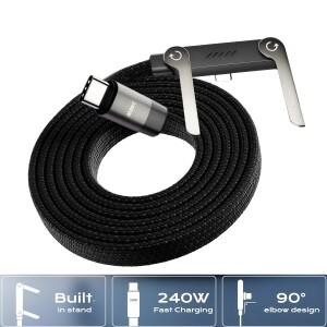 240W 고속 충전 접이식 브래킷 데이터 케이블 내장형 홀더 360도 회전 ° 회전형 C타입 to 무중단 게임 202