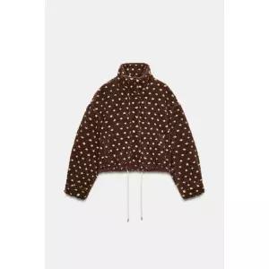 [국내배송] 자라 ZARA 도트 프린트 시어링 재킷 - brownwhite 924631