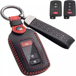 토요타 키포브 커버 가죽 자동차 케이스 키체인 홀더 하이랜더 Rav4 4러너 캠리 코롤라 타코마 툰드라