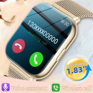 LIGE 새로운 1.83인치 HD 스마트워치 블루투스 통화 심박수 수면 모니터 활동 추적 안드로이드 iOS용 방수