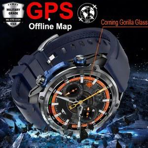 새로운 군용 GPS 스마트워치 남성용 오프라인 지도 860mAh 나침반 5ATM 방수 4GB 메모리 수영용 사파이어 스크린 2026