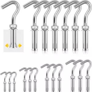 글락스 6pcs M6 확장 후크 세트 304 스테인리스 스틸 오픈 컵 나사 헤비 듀티 콘크리트 내 벽돌 돌 천장