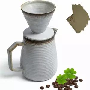 치프나구오 커피 메이커 세트 세라믹 드 냄비 내열성 및 간편한 청소 사무실 가정 캠핑용 수동 슬로우 드립