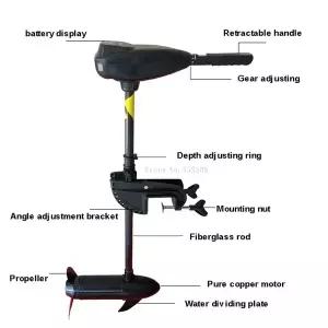 레저 낚시 풍선 보트 배터리 구동 조정 12V 54 60 65lbs 24V 86lbs 용 전기 트롤링 모터 엔진