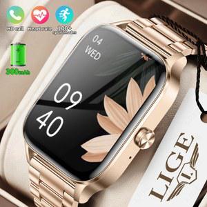 LIGE 스마트워치 통화 가능 1.85인치 안드로이드 iOS용 심박수 수면 모니터 걸음 수 측정기 방수 피트니스 시계