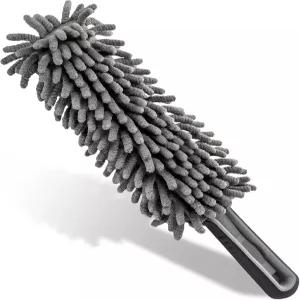 MTRPS 차량 실내 먼지떨이 보푸라기 및 스크래치 없는 마이크로파이버 도구 편안한 손잡이 다목적 휴대용