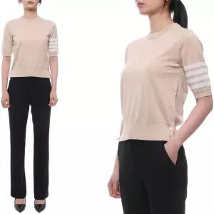 (톰브라운) 26SS 여성 사선 스트라이프 울 반팔니트 FKA471B Y1014 260 26S