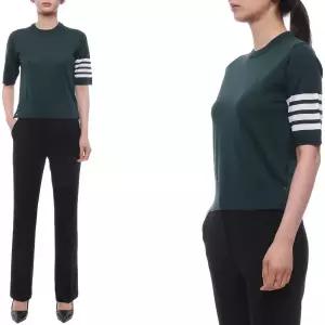 (톰브라운) 26SS 여성 사선 스트라이프 울 반팔니트 FKA471B Y1014 310 26S