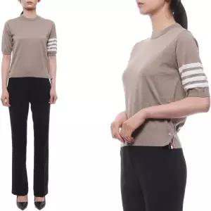 (톰브라운) 26SS 여성 사선 스트라이프 울 반팔니트 FKA471B Y1014 215 26S