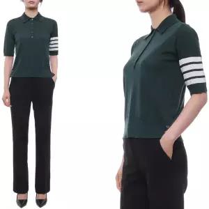 (톰브라운) 26SS 여성 사선 스트라이프 폴로 반팔니트 FKP053A Y1014 310 26S