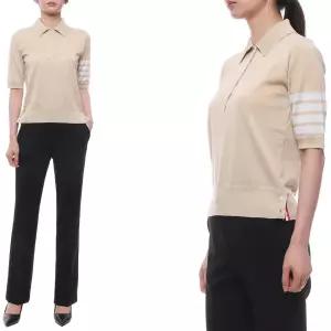 (톰브라운) 26SS 여성 사선 스트라이프 폴로 반팔니트 FKP053A Y1014 260 26S