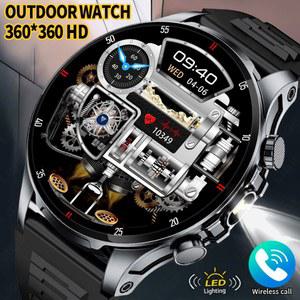 안드로이드 iOS 남성용 스마트 워치 LED 손전등 블루투스 통화 방수 심박수 수면 건강 모니터링 피트니스 스마트워치