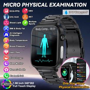 LIGE 2026 신형 간호등급 스마트워치 혈중 산소 지질 요산 ECG+PPG 체온 측정 BT 통화 건강