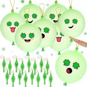 제나이 24피스 세인트 패트릭스 데이 펀치 풍선 재미있는 표정 펀칭 장난감 선물 파티 장식용