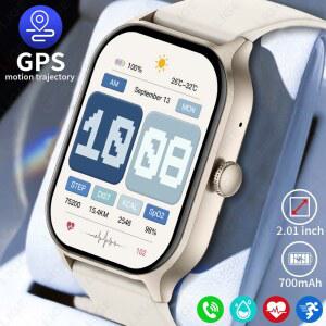 LIGE GPS 스마트 시계 여성용 블루투스 통화 2.01인치 스마트워치 남성용 심박수 수면 모니터 iOS 안드로이드용 스포츠 피트니스