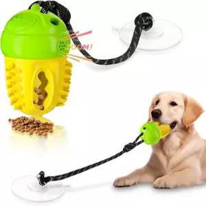 공격적인 츄어 개 퍼즐 및 농축 장난감을 위한 듀오참 파괴 불가능한 인터랙티브 흡입 컵 줄다리기 바쁘게