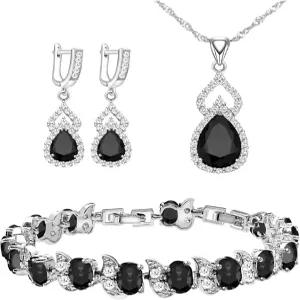 LMXXVJ 여성 주얼리 세트 플래티넘 도금 목걸이 오픈 링 귀걸이 팔찌 생일/기념일 어머니의 날 선물