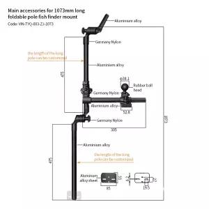 레저 낚시 VINmounts 라이브스코프 트랜스듀서 카약용 폴 마운트 조절 가능한 깊이 360도  회전식 1.5인치