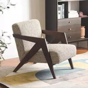 1인용 소파체어 우드 프레임 면 낮은 리빙 카페 5호) 린넨-호두(굵은 린넨 인