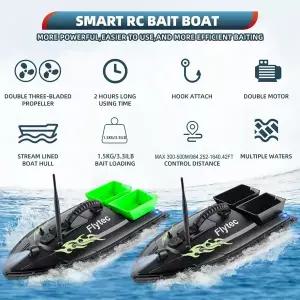 레저 낚시 500m RC 2모터 미끼 보트 이중 구획 대형 배터리 LED 조명 안정적 1.5kg 하중 야간 낚시에 이상