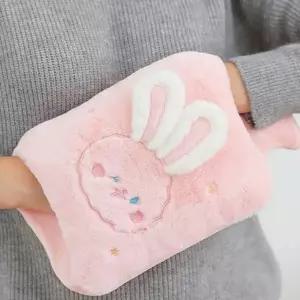 토끼 보온 물주머니 휴대용 극세사 토끼 보온 물주머니 귀여운 겨울 복대 배따 난로 핸드 워머
