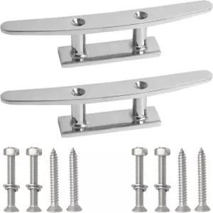 VEITHI 보트 클리트 플랫 탑 316 스테인리스 스틸 도크 로프 해상 또는 장식용 나사가 달린 및 크기 2가지