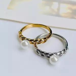 [써지컬스틸] 체인 진주 반지