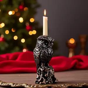 크리스마스 올빼미 양초 홀더 동상 캔들라브라 버드 가정용 테이블탑 미네르바 오컬트 마녀 장식 제단