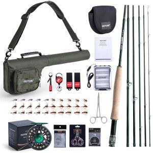 Goture 낚싯대 및 릴 콤보, 로드 및 기어 케이스 , 2 7m 9피트 4피스 로드, 프리스풀 릴, 라인, , 리더, 티펫, 집게, 니퍼 및 완벽한 스타터 키트